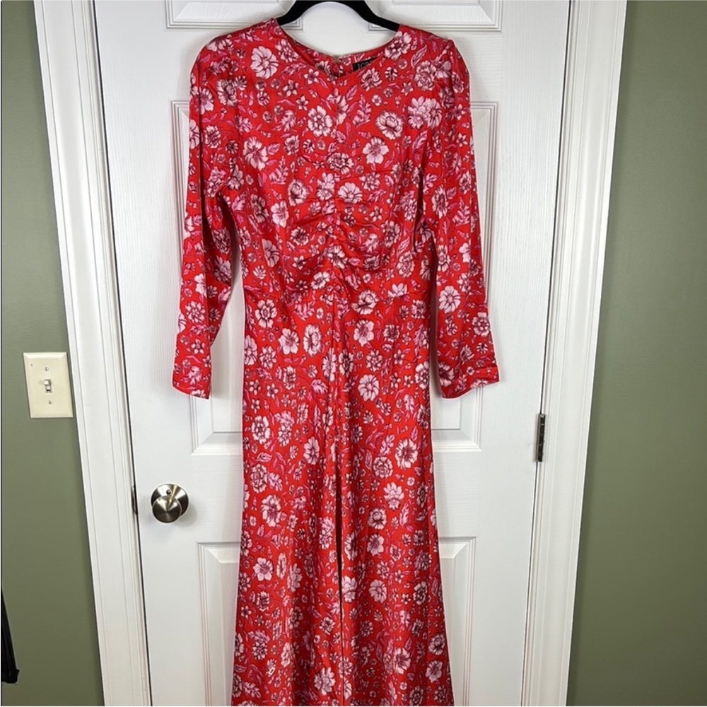 NWT J. Crew featherweight satin midi dress poppy fields sz 6 - Picture 3 of 11